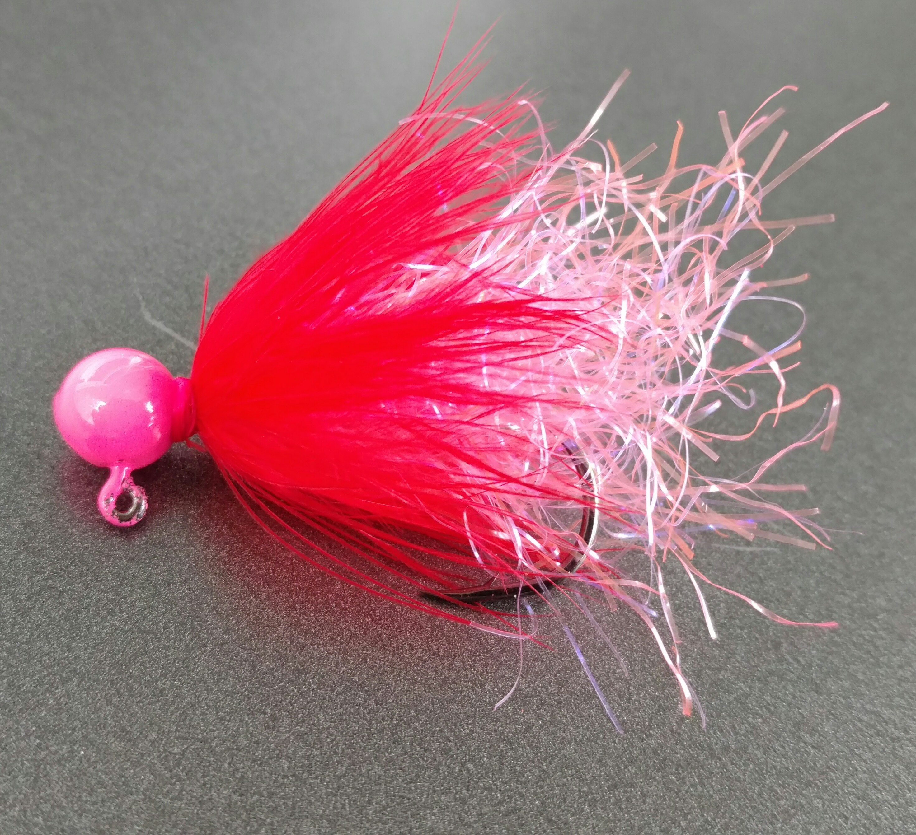 Dinger Jigs - UV Sparklers Steelhead Jig - Red over Pink